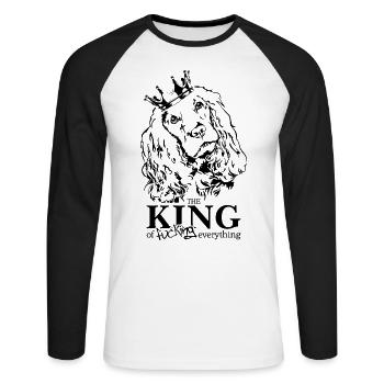 COCKER SPANIEL King Hundespruch Hunde Wilsigns - Unisex Baseballshirt langarm - Weiß/Schwarz - Vorne - Nik (191cm)
