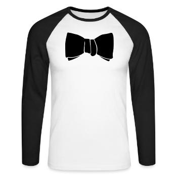 Nœud papillon - T-shirt baseball manches longues Homme - blanc/noir - Devant - Nik (191cm)