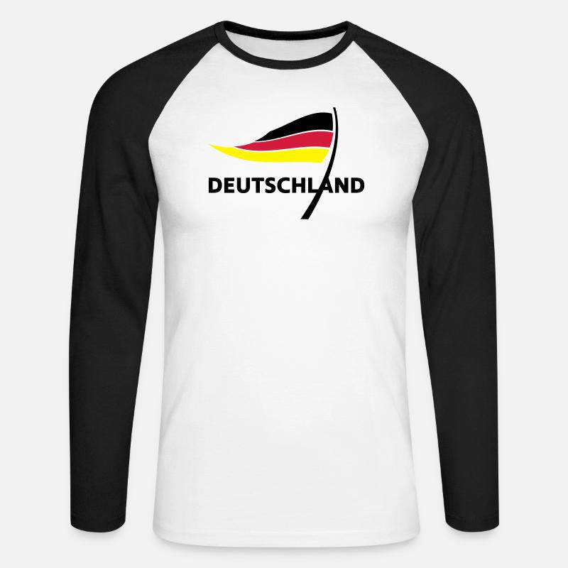 Deutschland - Unisex Baseballshirt langarm - Weiß/Schwarz