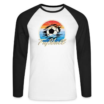 Fußball Vintage Retro Style Geburtstags Geschenk - Unisex Baseballshirt langarm - Weiß/Schwarz - Vorne - Nik (191cm)