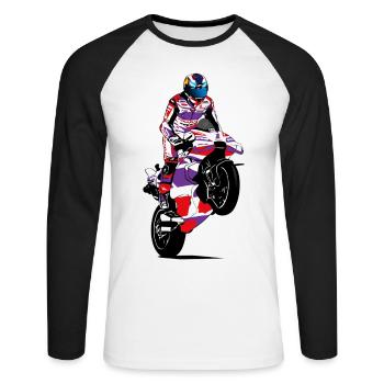 Motorcycle Racing - Superbike - Unisex Long Sleeve Baseball T-Shirt - white/black - Front - Nik (191cm)