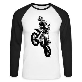 Motocross - Moto Cross - Supercross - MX - Unisex Long Sleeve Baseball T-Shirt - white/black - Front - Nik (191cm)