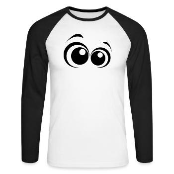 Des yeux sucrés - T-shirt baseball manches longues Homme - blanc/noir - Devant - Nik (191cm)