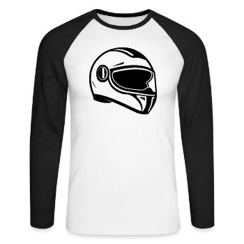 Helm - Unisex Baseballshirt langarm - Weiß/Schwarz - Vorne - Nik (191cm)