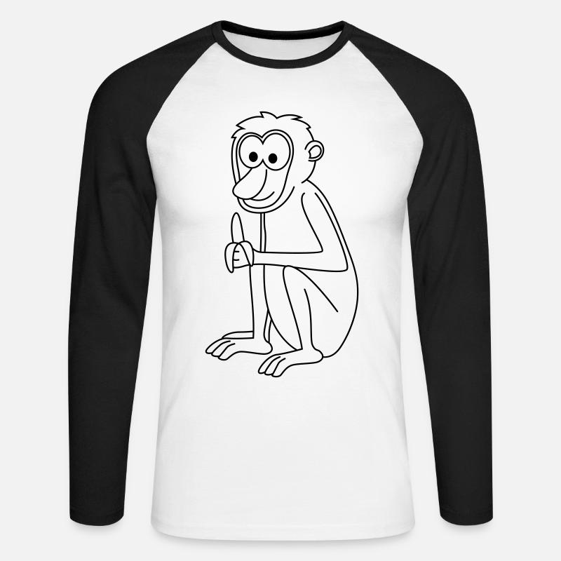 Affe comic Tier - Unisex Baseballshirt langarm - Weiß/Schwarz