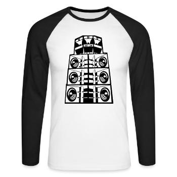 Soundsystem 23 - Unisex Baseballshirt langarm - Weiß/Schwarz - Vorne - Nik (191cm)
