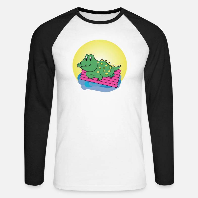 Kai Krokodil - Geschenk - Geschenkidee - Unisex Baseballshirt langarm - Weiß/Schwarz