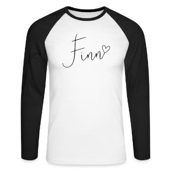 Finn Name Vorname Namenstag - Unisex Baseballshirt langarm - Weiß/Schwarz - Vorne - Nik (191cm)