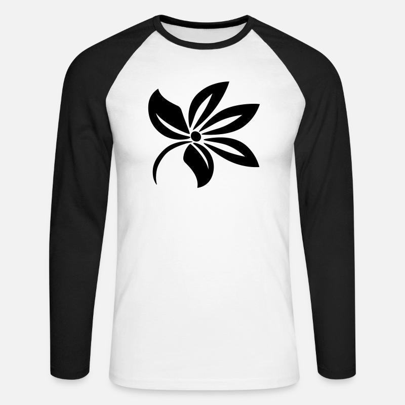 Blume - Unisex Baseballshirt langarm - Weiß/Schwarz