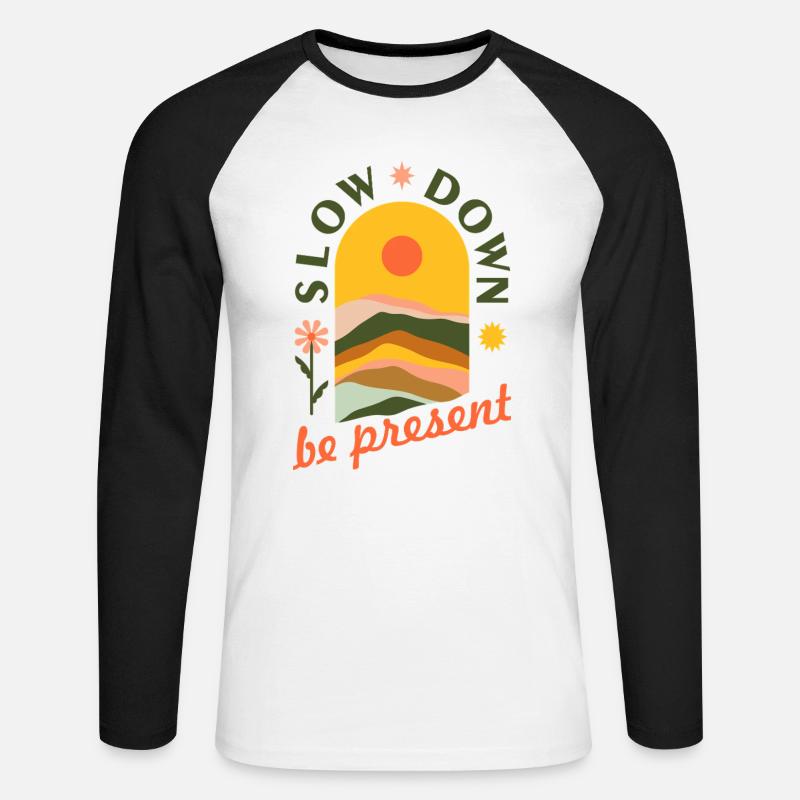 Slow down - Unisex Baseballshirt langarm - Weiß/Schwarz