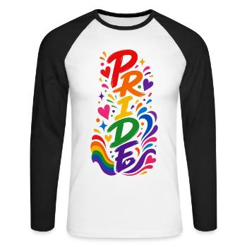 Pride Month Outfit Geschenk für Frauen Männer - Unisex Baseballshirt langarm - Weiß/Schwarz - Vorne - Nik (191cm)