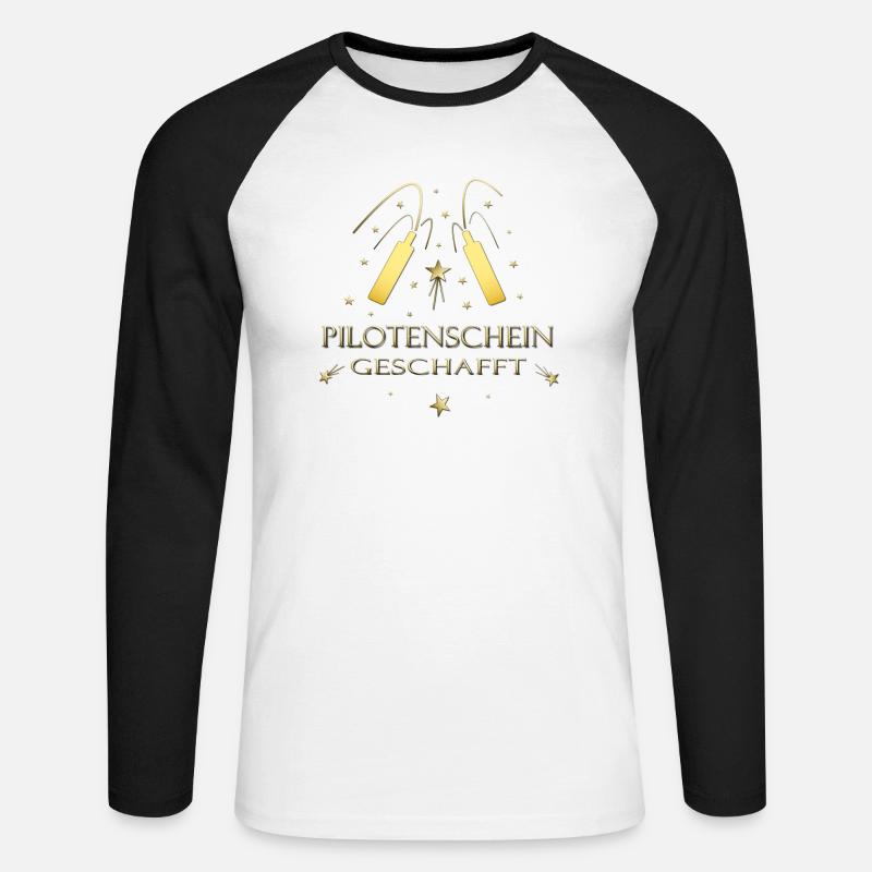Pilotenschein Pilot Pilotenausbildung PPL - Unisex Baseballshirt langarm - Weiß/Schwarz