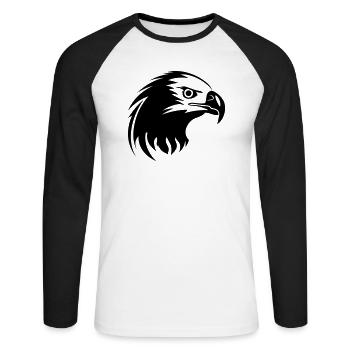 Adler - Unisex Baseballshirt langarm - Weiß/Schwarz - Vorne - Nik (191cm)