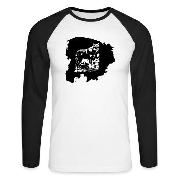 Wolf beobachtet seine Beute - Unisex Baseballshirt langarm - Weiß/Schwarz - Vorne - Nik (191cm)