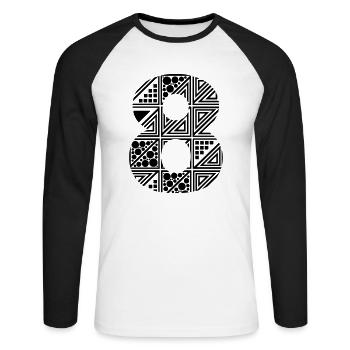 8 number eight - T-shirt baseball manches longues Homme - blanc/noir - Devant - Nik (191cm)