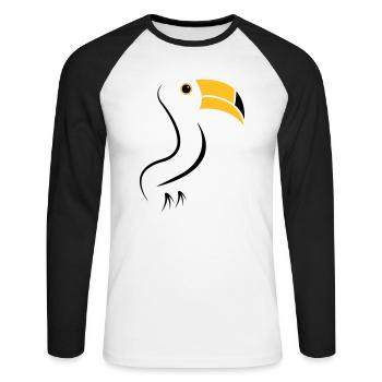 toucan silhouette - Unisex Baseballshirt langarm - Weiß/Schwarz - Vorne - Nik (191cm)