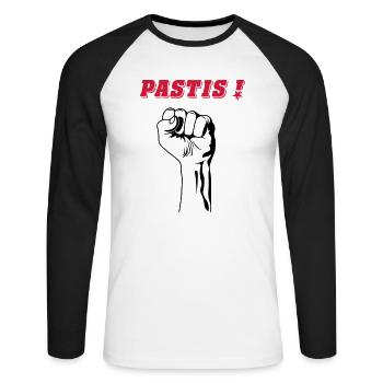 REVOLUTION PASTIS - T-shirt baseball manches longues Homme - blanc/noir - Devant - Nik (191cm)