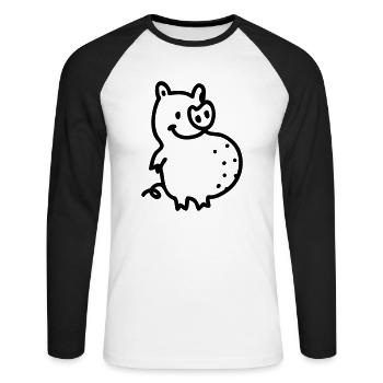 Thickness Sau - Line - Unisex Long Sleeve Baseball T-Shirt - white/black - Front - Nik (191cm)