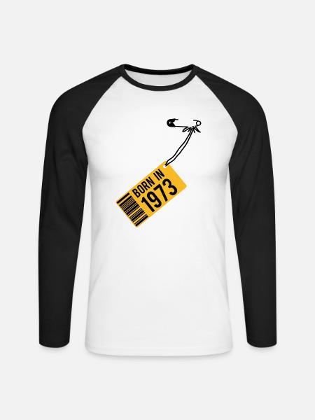 born in 1973 (fr) - T-shirt baseball manches longues Homme - blanc/noir