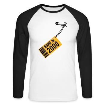 Birthday - Born in 2000 - Unisex Long Sleeve Baseball T-Shirt - white/black - Front - Nik (191cm)