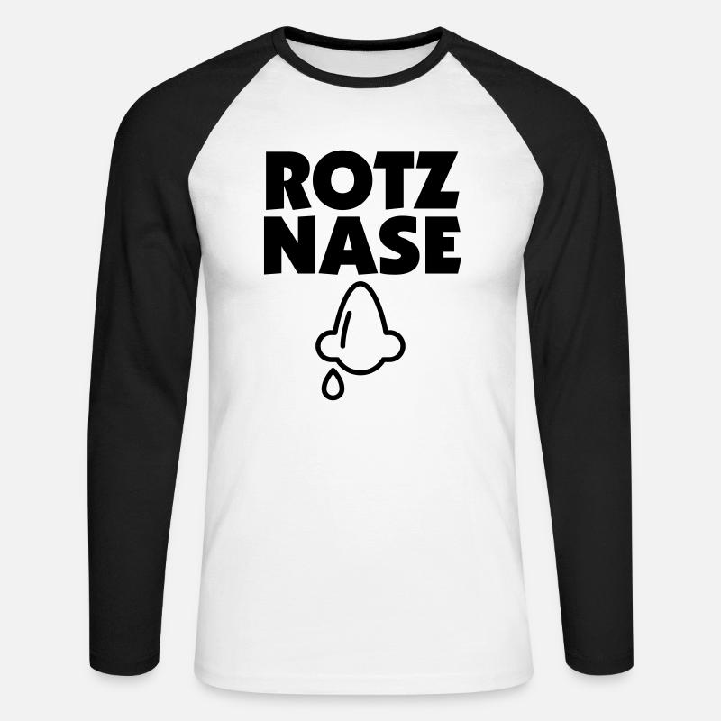 Rotznase 01 - Unisex Baseballshirt langarm - Weiß/Schwarz