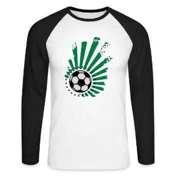 conception de Football (étoiles) - T-shirt baseball manches longues Homme - blanc/noir - Devant - Nik (191cm)