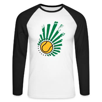 Tennis-Design (Sterne) - Unisex Baseballshirt langarm - Weiß/Schwarz - Vorne - Nik (191cm)