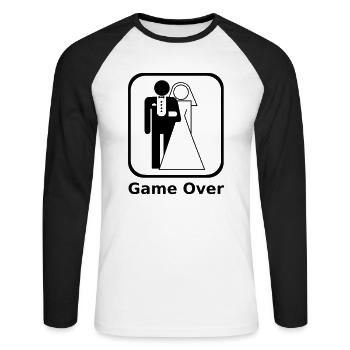 Game Over Marriage - Unisex Baseballshirt langarm - Weiß/Schwarz - Vorne - Nik (191cm)