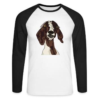 Ziege - Unisex Baseballshirt langarm - Weiß/Schwarz - Vorne - Nik (191cm)