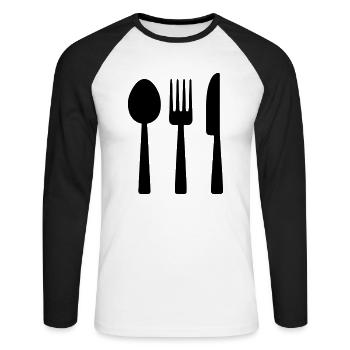 Couverts de table - T-shirt baseball manches longues Homme - blanc/noir - Devant - Nik (191cm)