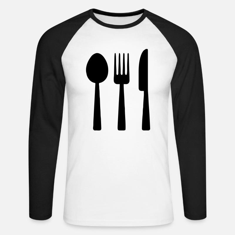 Besteck - Unisex Baseballshirt langarm - Weiß/Schwarz