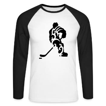 Hockey tribal - T-shirt baseball manches longues Homme - blanc/noir - Devant - Nik (191cm)