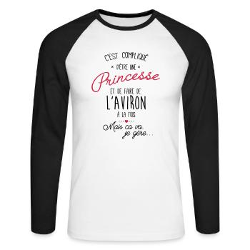 princesse et Aviron - T-shirt baseball manches longues Homme - blanc/noir - Devant - Nik (191cm)