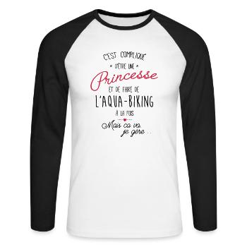 princesse et Aqua-Biking - T-shirt baseball manches longues Homme - blanc/noir - Devant - Nik (191cm)