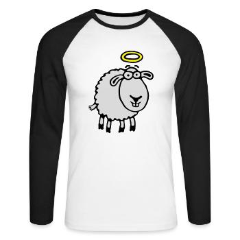 unschuldslamm_042012_e_3c - Unisex Baseballshirt langarm - Weiß/Schwarz - Vorne - Nik (191cm)
