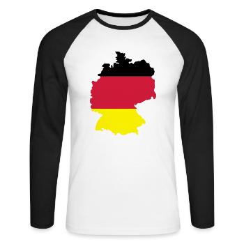Deutschland - T-shirt baseball manches longues Homme - blanc/noir - Devant - Nik (191cm)
