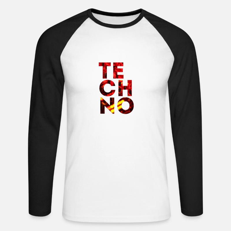 TECHNO - Unisex Baseballshirt langarm - Weiß/Schwarz