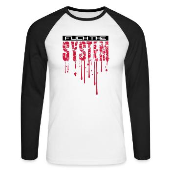 gouttes de sang cool spray graffiti timbre baiser le - T-shirt baseball manches longues Homme - blanc/noir - Devant - Nik (191cm)