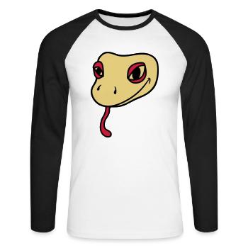 tête de gecko lézard reptile de serpent réel - T-shirt baseball manches longues Homme - blanc/noir - Devant - Nik (191cm)