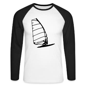 Windsurfing 1 - Unisex Baseballshirt langarm - Weiß/Schwarz - Vorne - Nik (191cm)