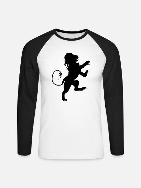 lion1 - Unisex Long Sleeve Baseball T-Shirt - white/black