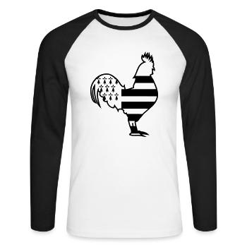 coq breton embleme bretagne nouveau fran - T-shirt baseball manches longues Homme - blanc/noir - Devant - Nik (191cm)