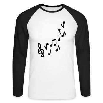 note de musique - T-shirt baseball manches longues Homme - blanc/noir - Devant - Nik (191cm)