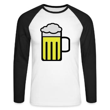 beer - Unisex Baseballshirt langarm - Weiß/Schwarz - Vorne - Nik (191cm)