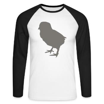 poussin - T-shirt baseball manches longues Homme - blanc/noir - Devant - Nik (191cm)