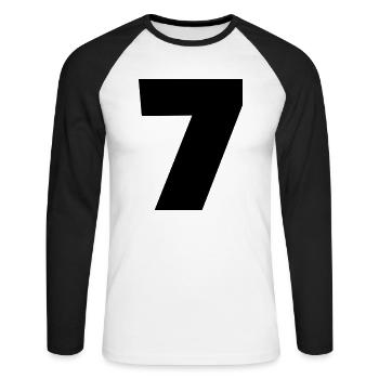 7 - Unisex Baseballshirt langarm - Weiß/Schwarz - Vorne - Nik (191cm)