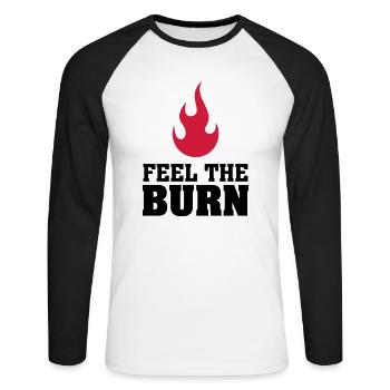 Feel The Burn (Flame) - Unisex Long Sleeve Baseball T-Shirt - white/black - Front - Nik (191cm)