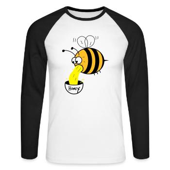making of honey - bee :-) - Unisex Long Sleeve Baseball T-Shirt - white/black - Front - Nik (191cm)