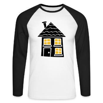 fenêtre de lumière de nuit noir foncé douce petite - T-shirt baseball manches longues Homme - blanc/noir - Devant - Nik (191cm)