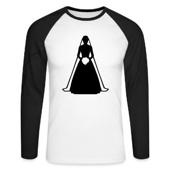 Braut - Unisex Baseballshirt langarm - Weiß/Schwarz - Vorne - Nik (191cm)